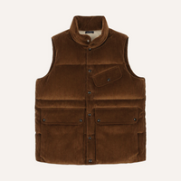 Drake's, Doudoune Sans manches, Velours Marron