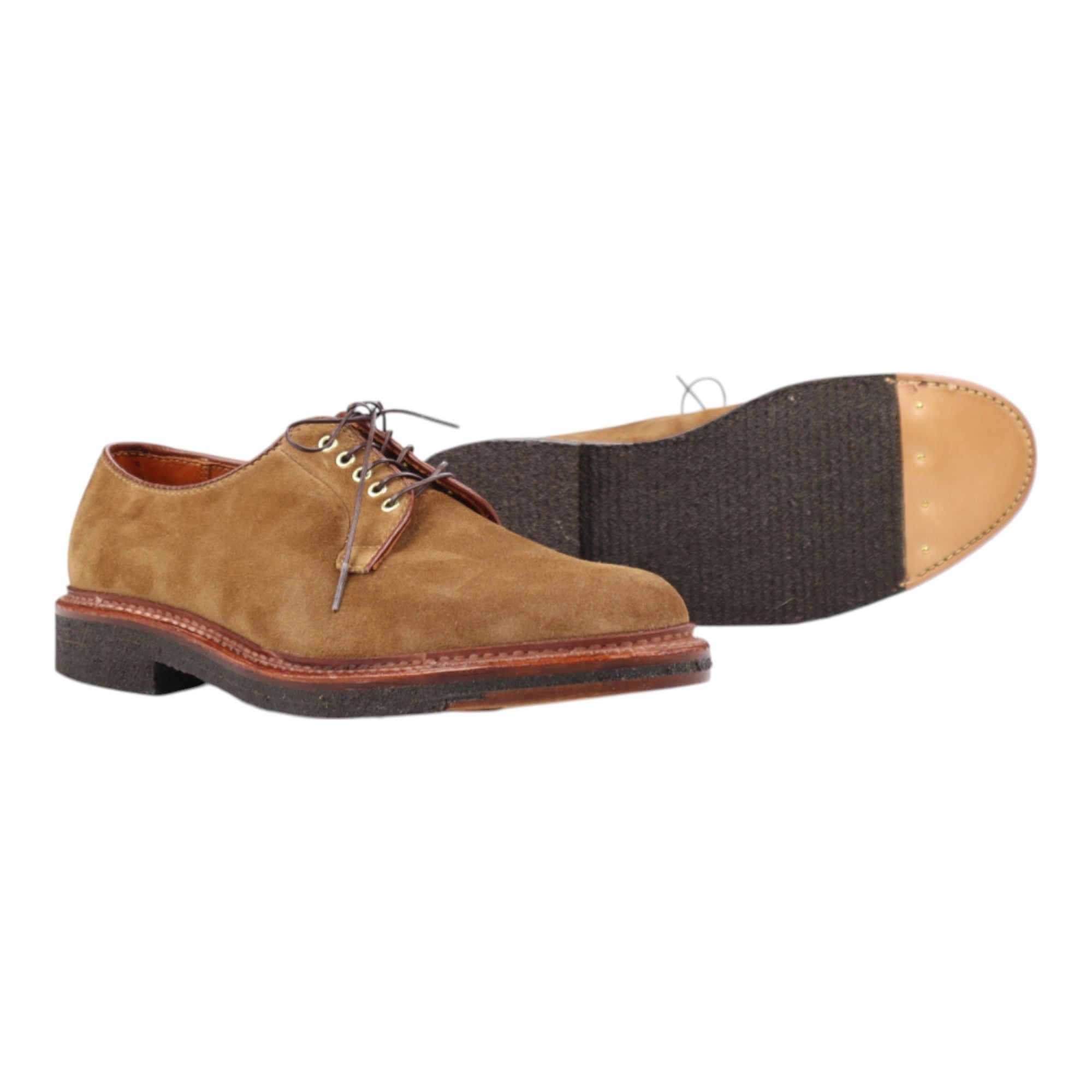 Alden X bec fin, SNUFF SUEDE Plain toe BLUCHER ON CREPE