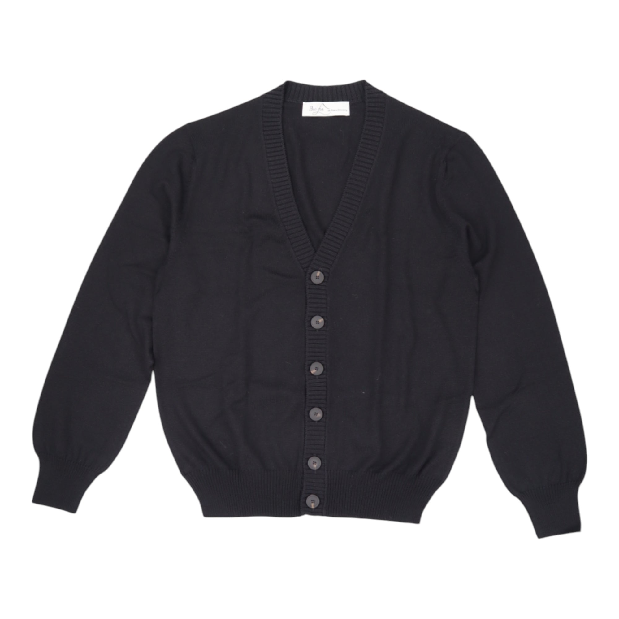 BECFIN, Cardigan col V en laine mérinos extra-fine, Noir