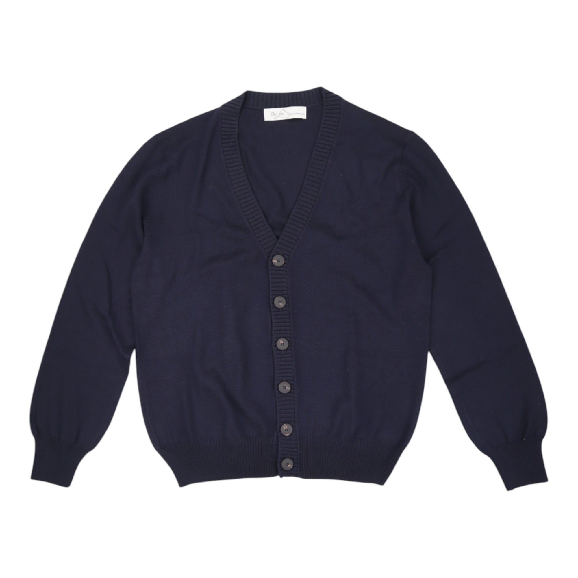 BECFIN, Cardigan col V en laine mérinos extra-fine, Navy