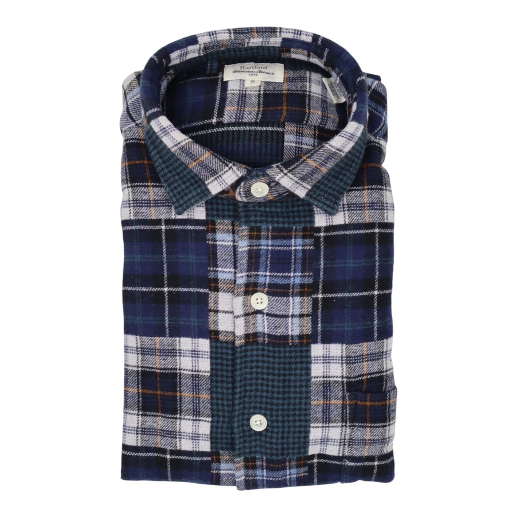 Hartford, chemise Patt Flanelle, Bleu Patchwork