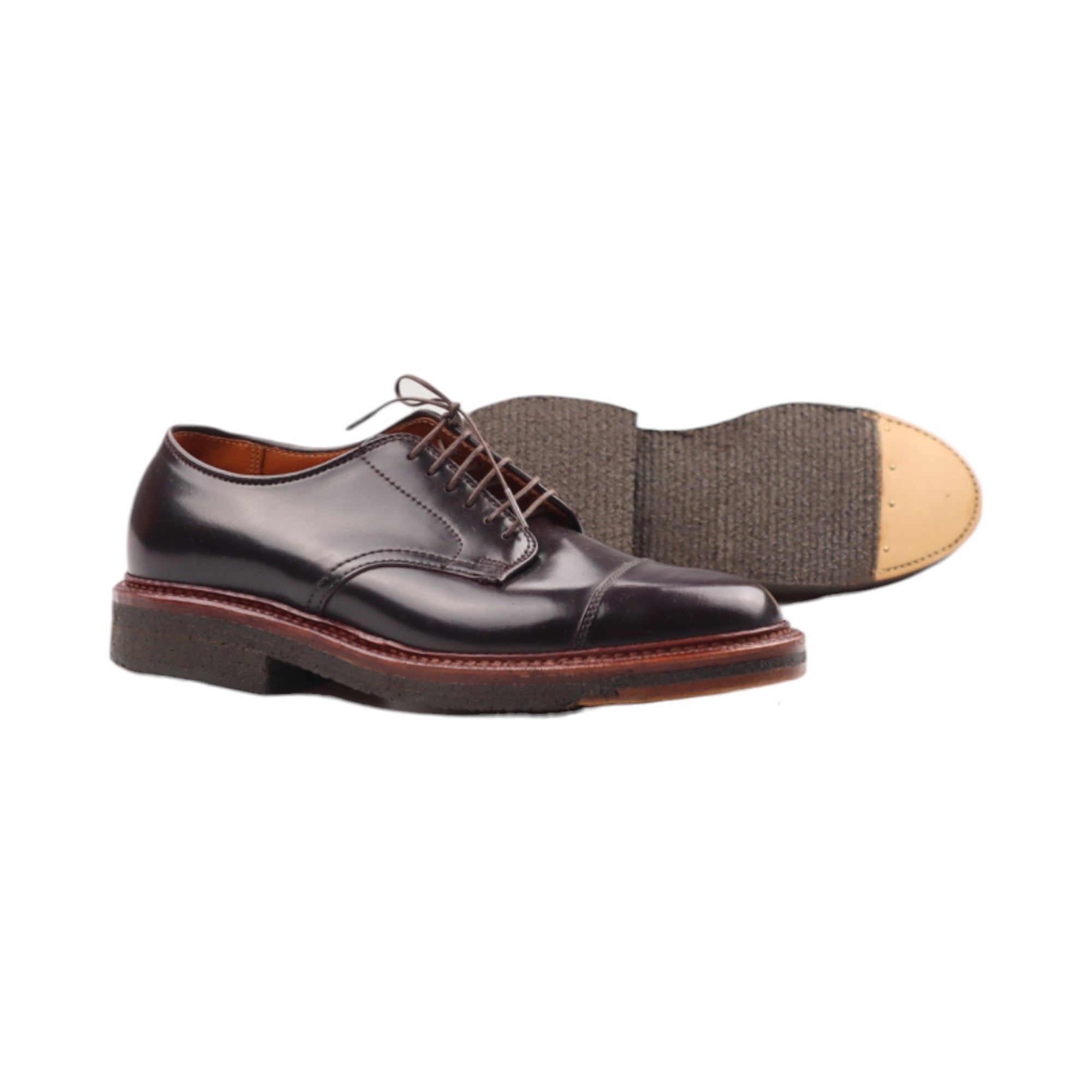 Alden X Bec Fin , Plain Toe Blucher In, Cuir, Color 8 Shell Cordovan Semelle Crêpe