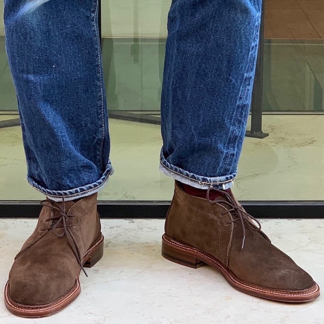 Alden, Unlined Chukka Boot Semelle Cuir, Suede, Brown