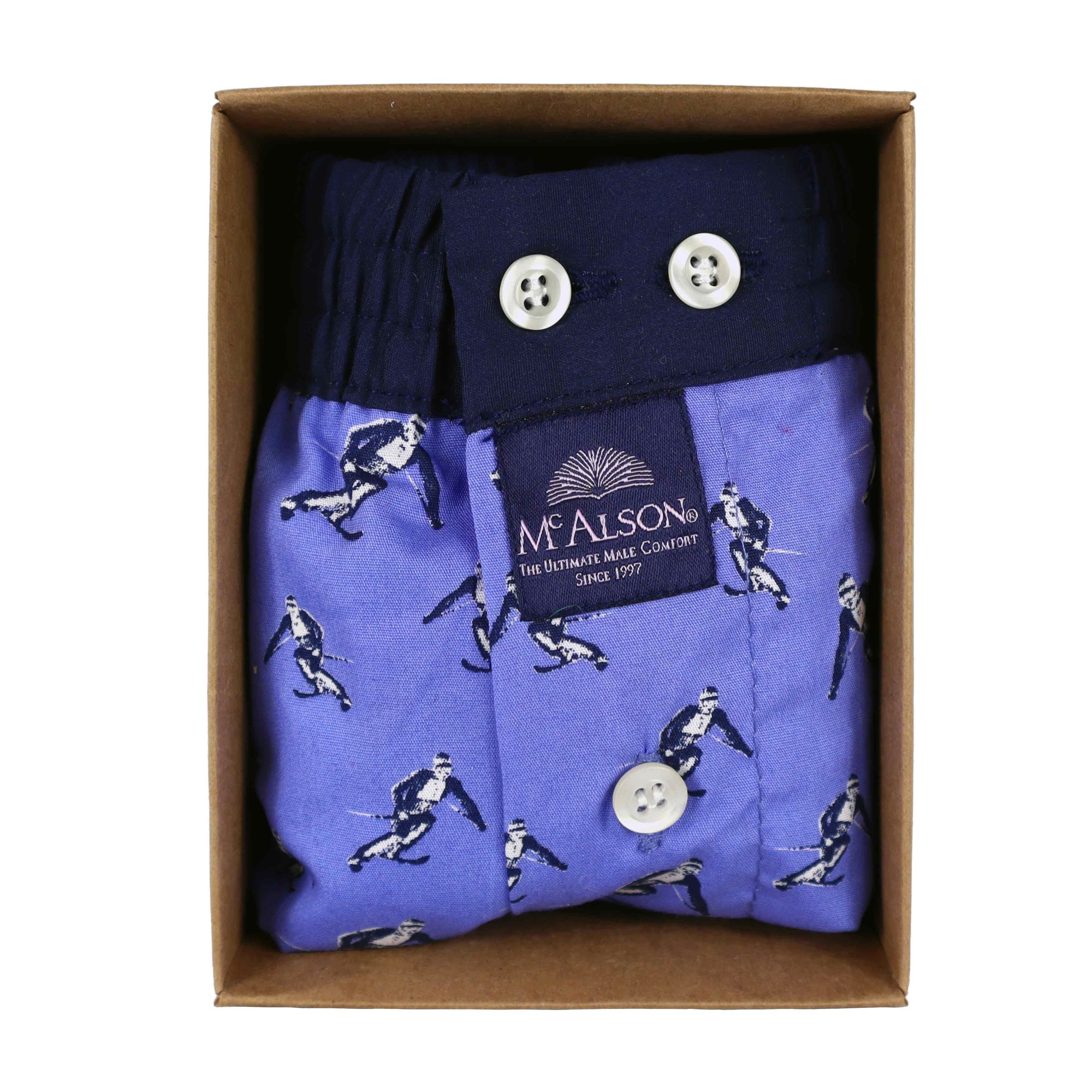 McAlson, Caleçon Ski Light Blue, Coton, Bleu Ciel & Marine