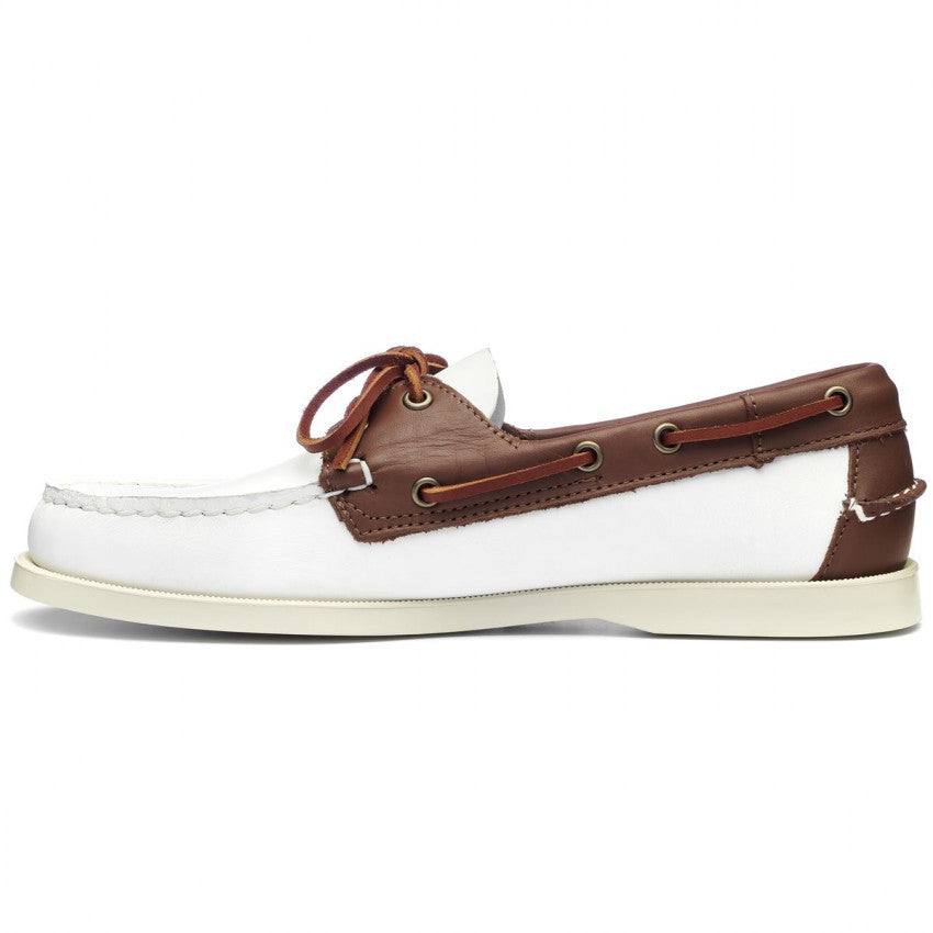 Sebago, Portland, Cuir, White/Brown