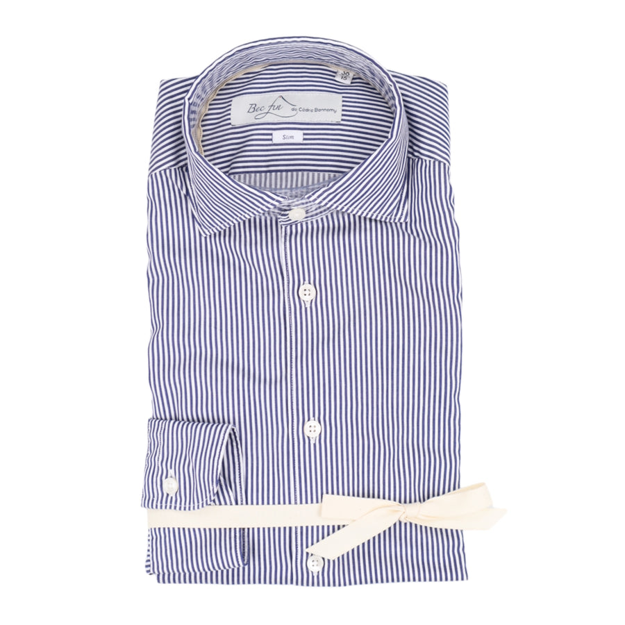 Bec Fin, Chemise popeline, Rayures Bleu marine