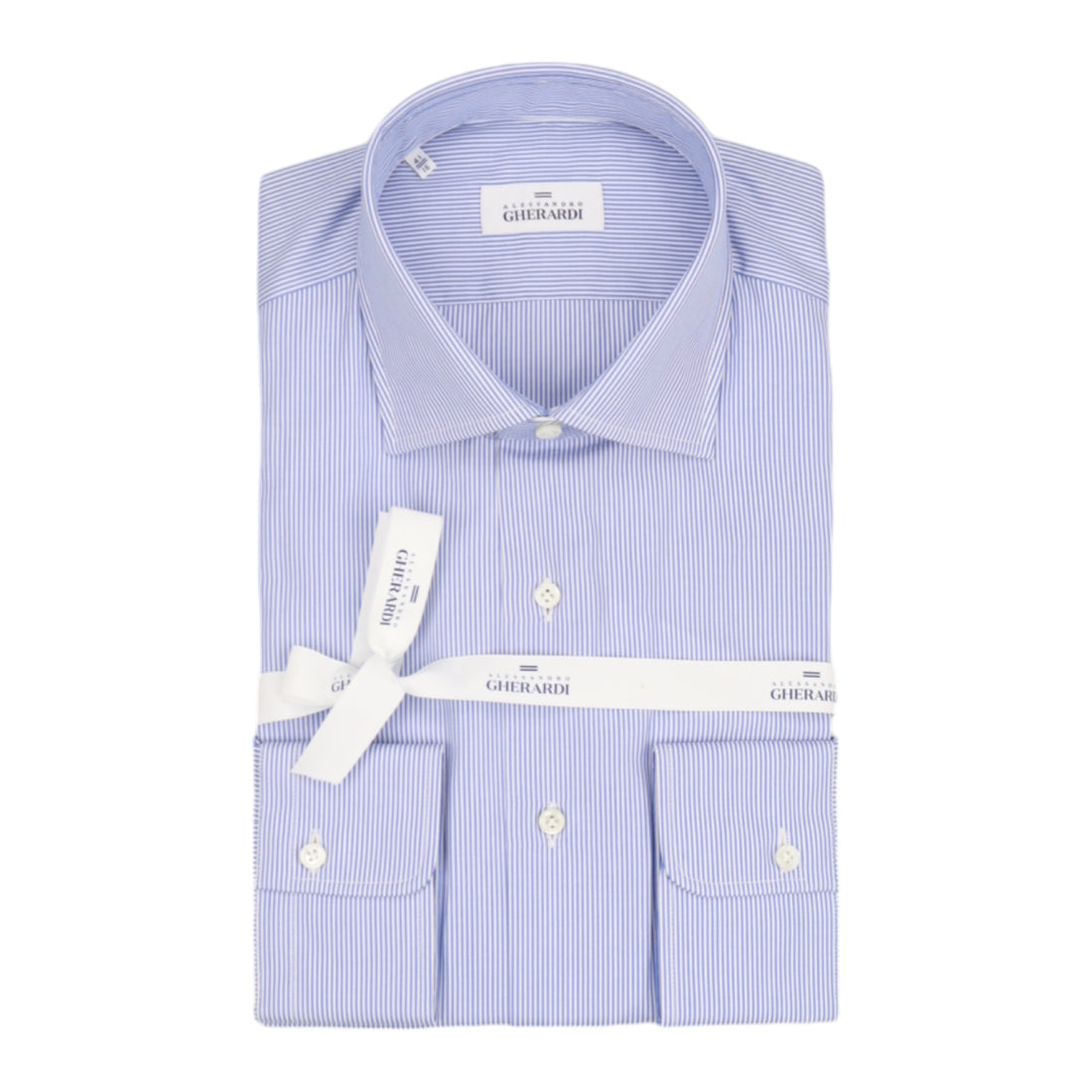 Alessandro Gherardi, Chemise Popeline, Rayures fines, Bleu