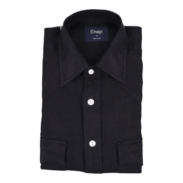 Drake's, chemise Twill Western, lin, noir