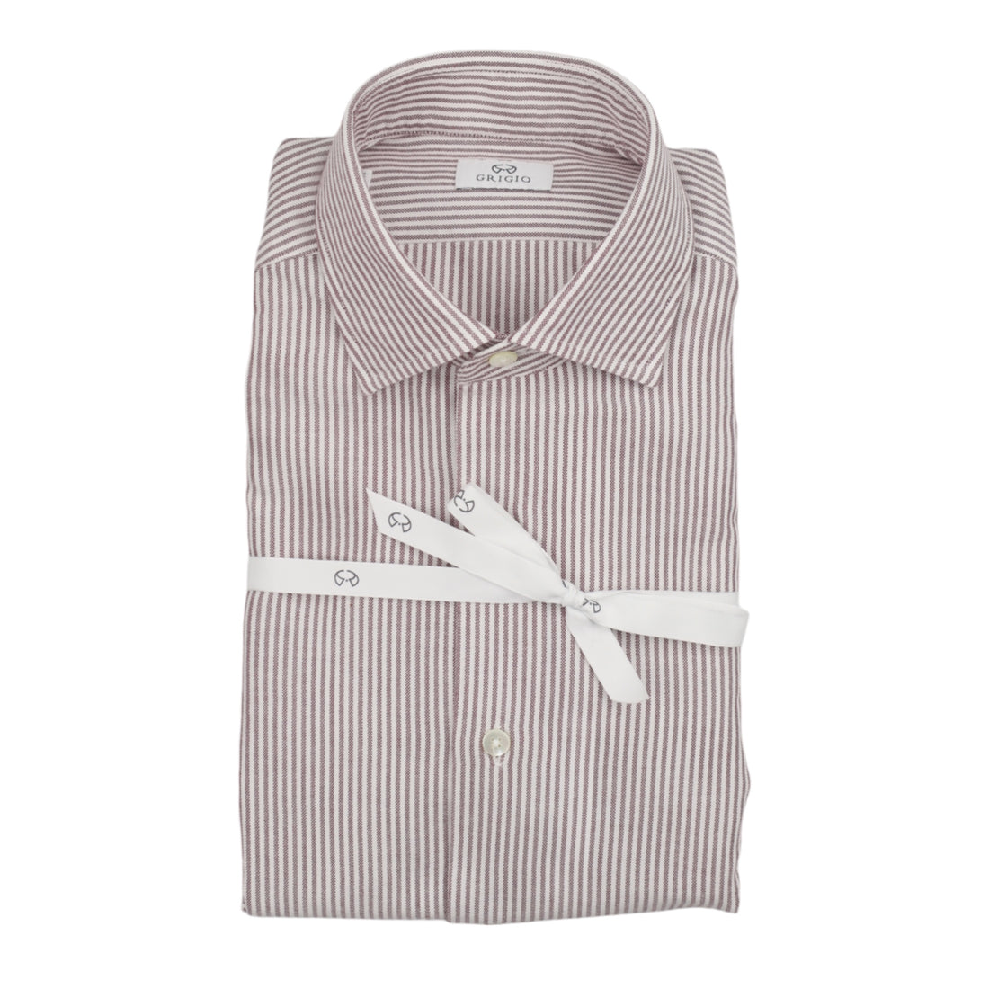 Grigio, Chemise coton oxford, Rayures marrons