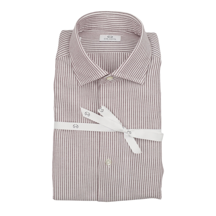 Grigio, Chemise coton oxford, Rayures marrons