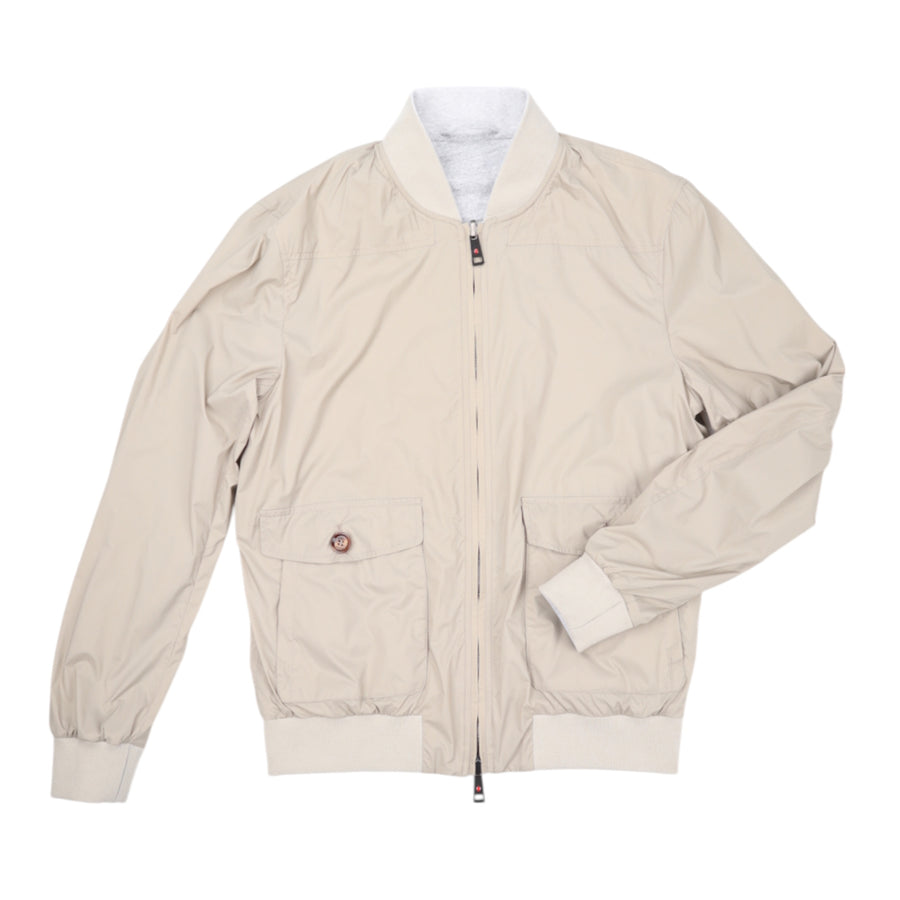 Kired, Blouson réversible, Beige nylon/Gris jersey