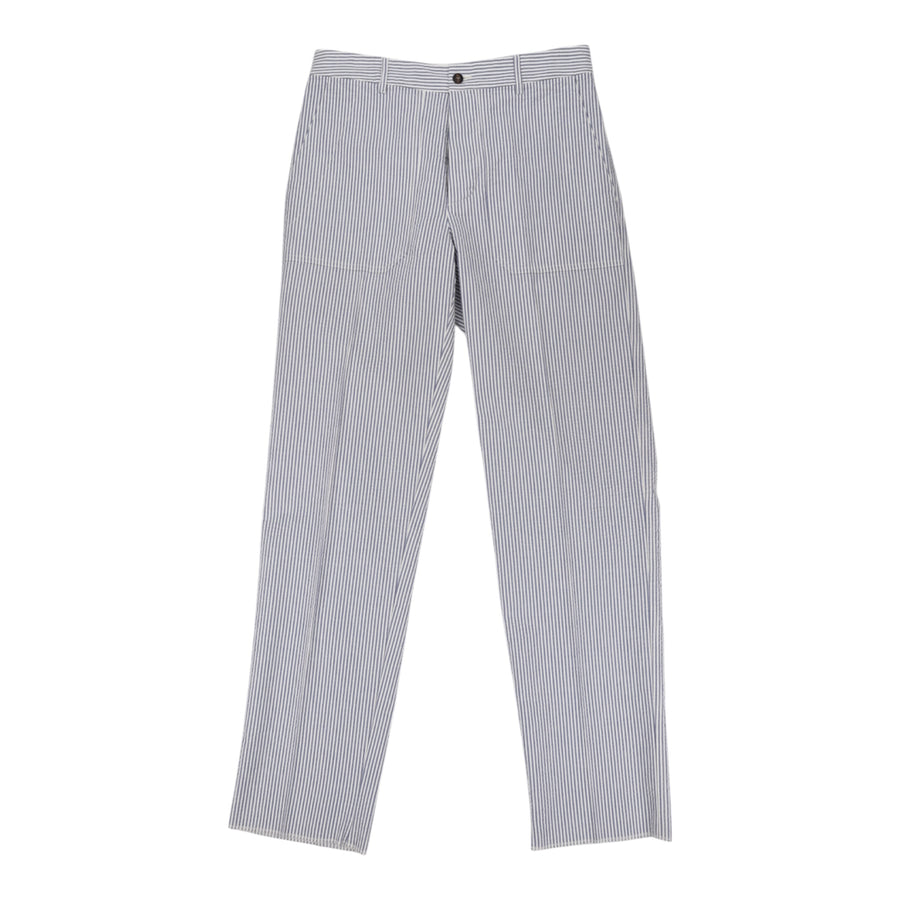 Doppiaa, Pantalon Aartemas seersucker, rayures blanches et bleues