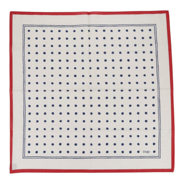 DRAKE'S, Bandana carré White and Navy Polka Dot