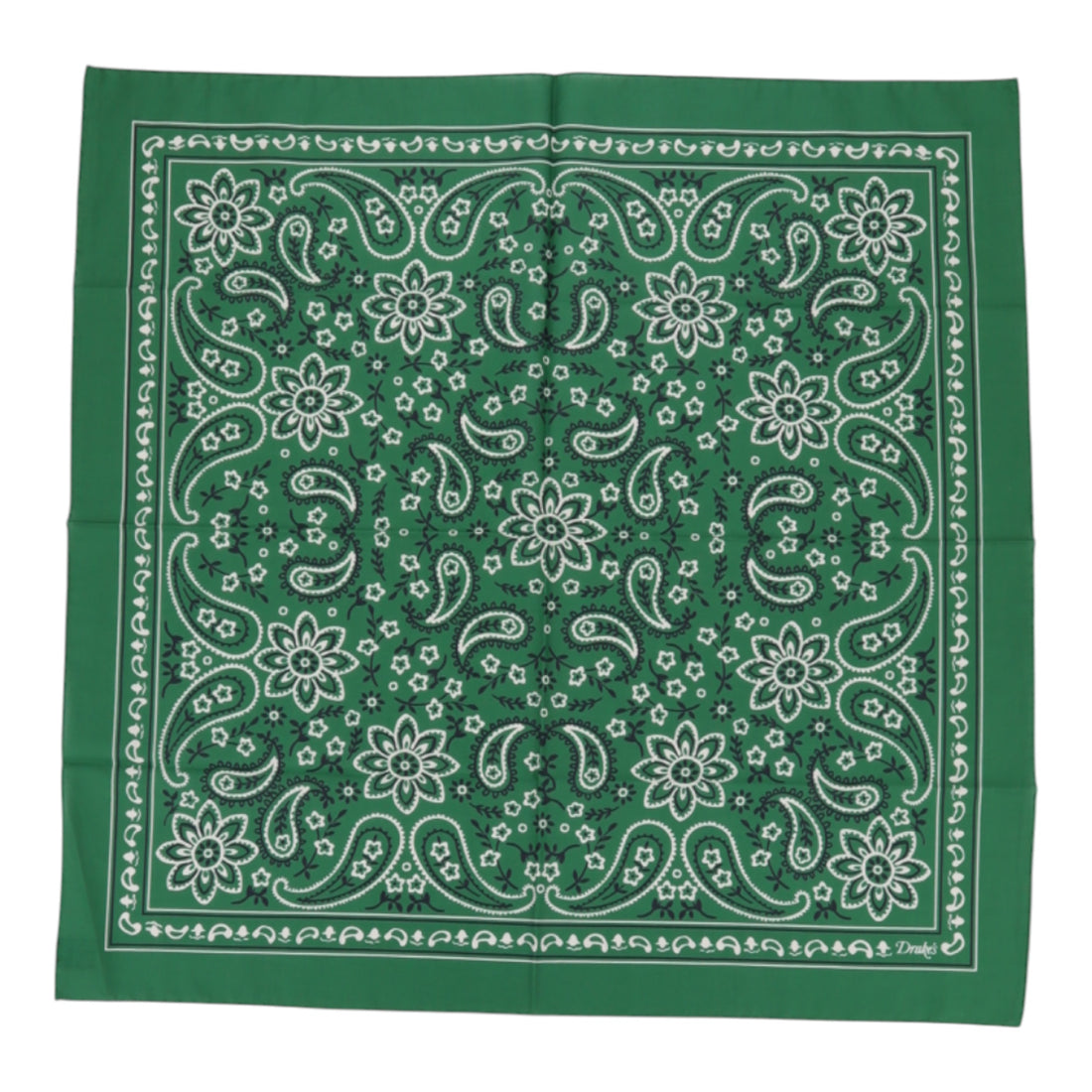 DRAKE'S, Bandana carré Green Paisley