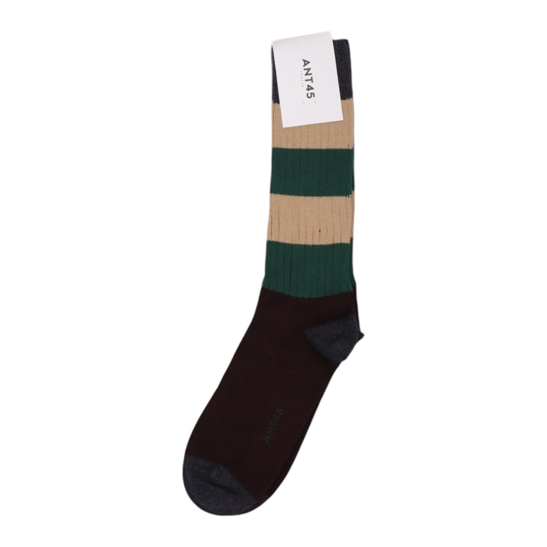 Ant45, Chaussettes “Richmond” coton, Rayures vertes et beige