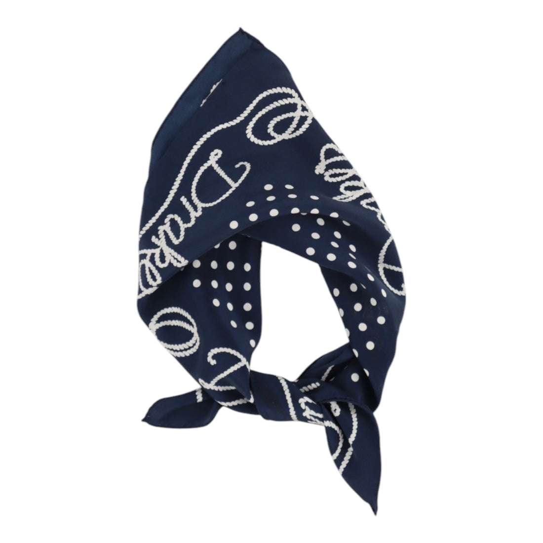 DRAKE'S, Bandana carré Rope border, Navy