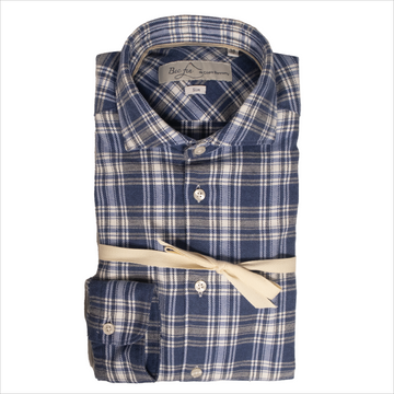 Bec Fin, Chemise, Flanelle de Coton, Carreaux Bleu