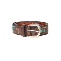 Orciani, Ceinture STAIN SOAPY Boucle Western, Cuir, Cognac