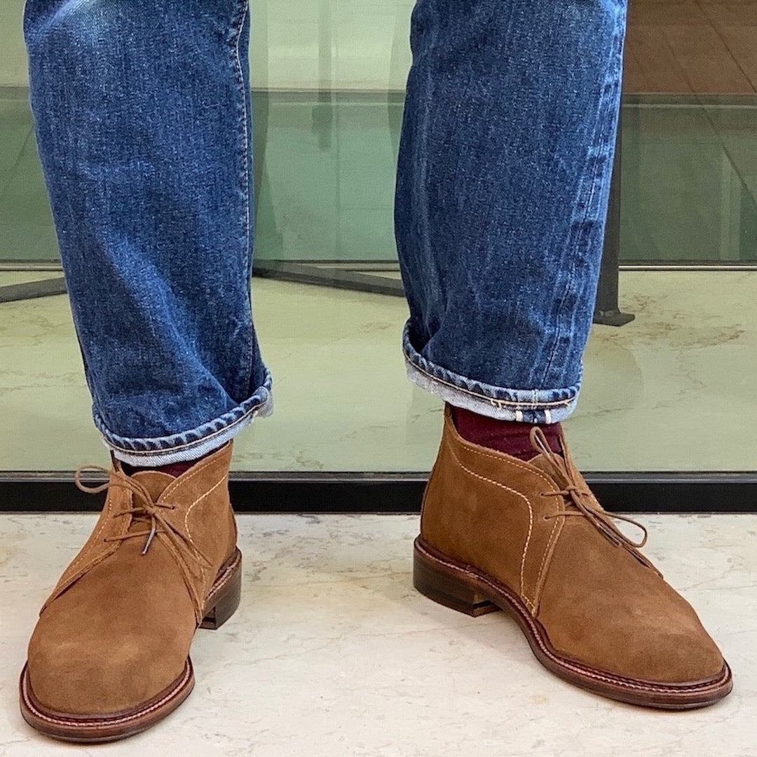 Alden, Unlined Chukka Boot Semelle Cuir, Suede, Snuff